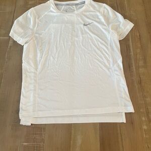 Nike White Dri-FIT Running Tee with Gray Accents